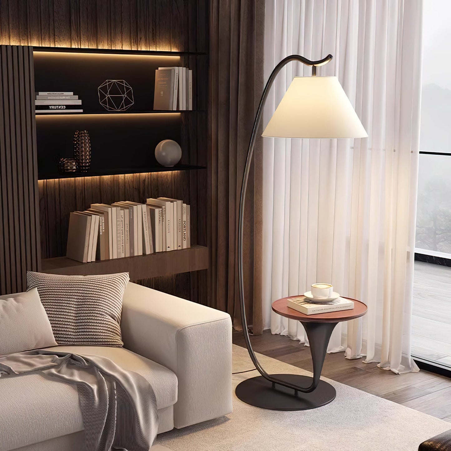 Curvature Floor Lamp with Table LED Indoor Lighting