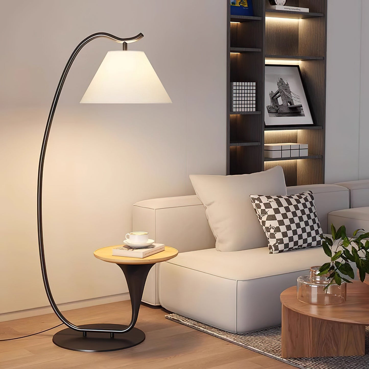 Curvature Floor Lamp with Table LED Indoor Lighting