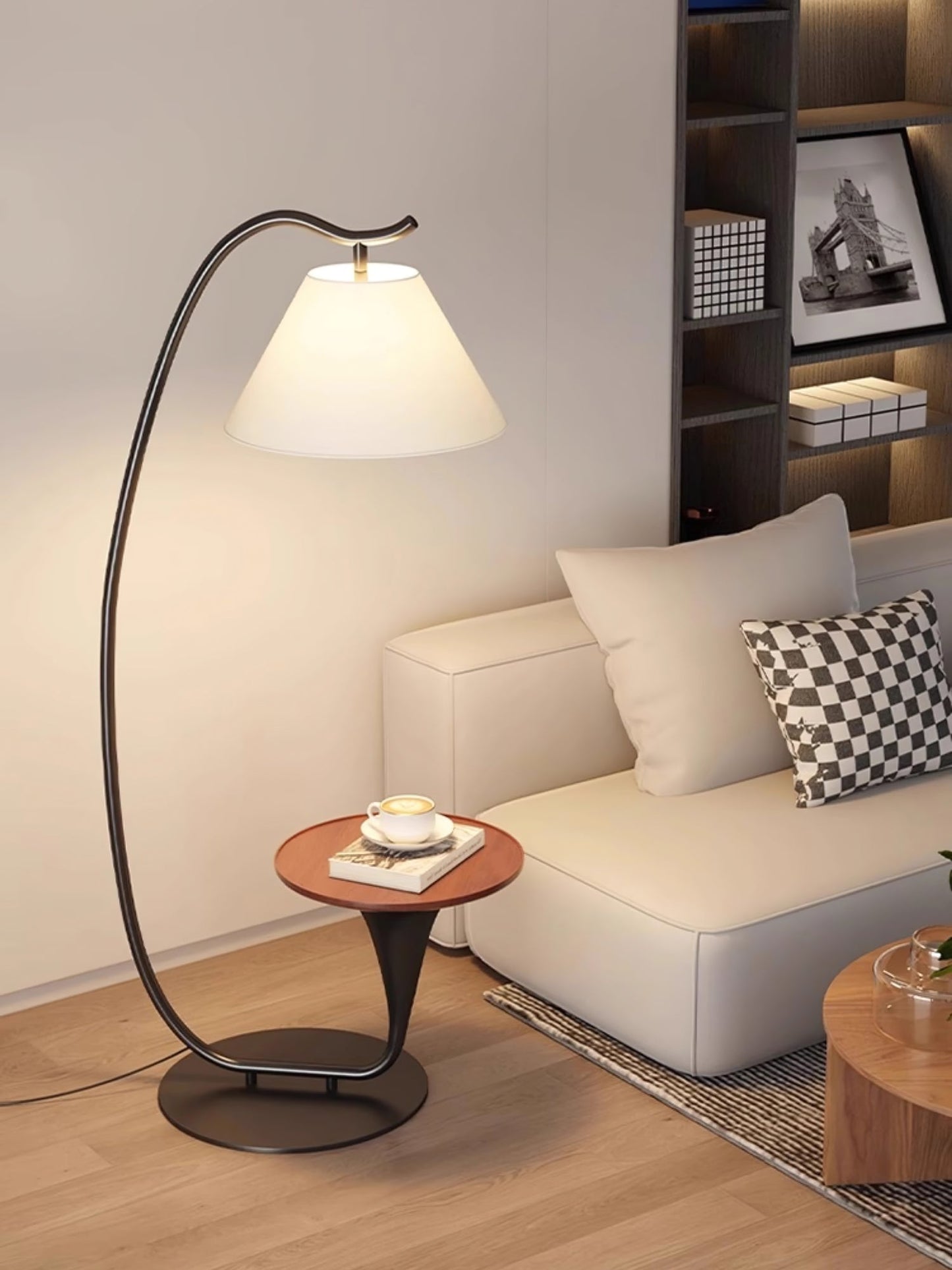 Curvature Floor Lamp with Table LED Indoor Lighting