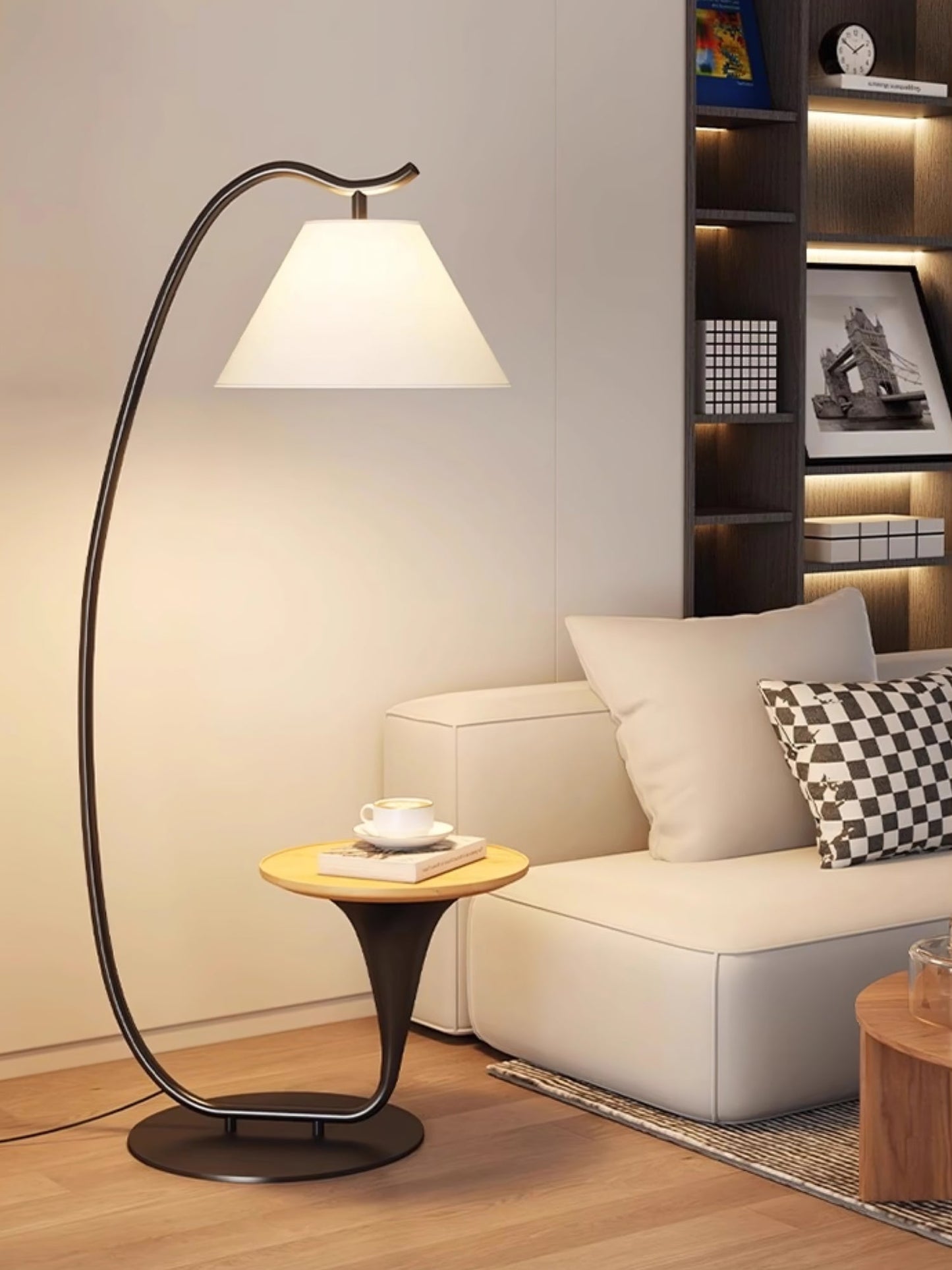 Curvature Floor Lamp with Table LED Indoor Lighting