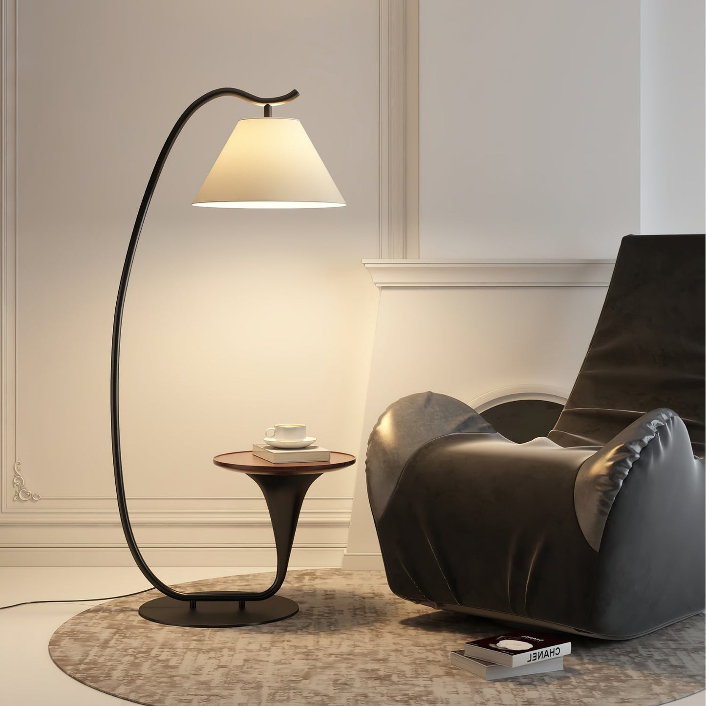Curvature Floor Lamp with Table LED Indoor Lighting