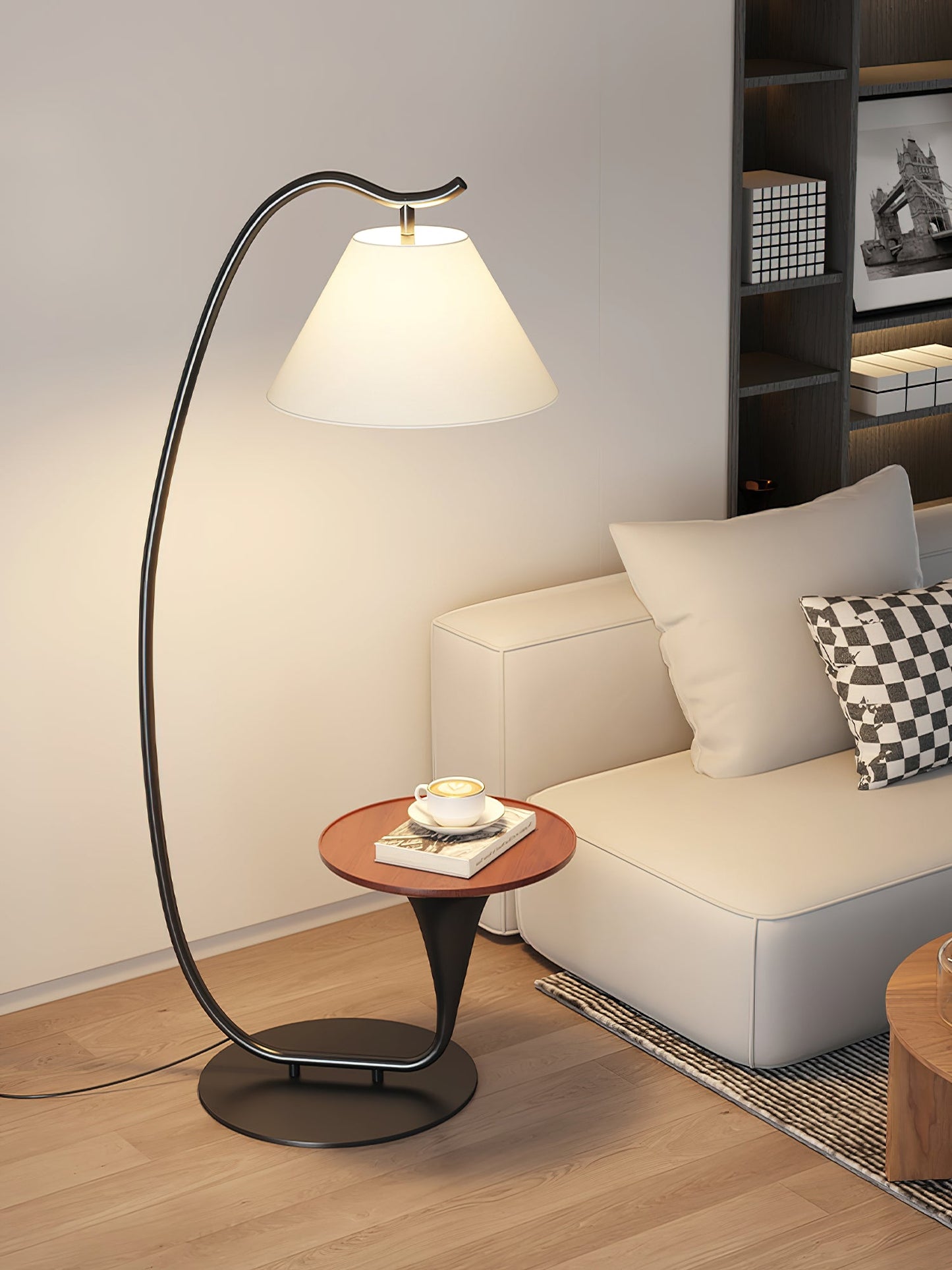 Curvature Floor Lamp with Table LED Indoor Lighting