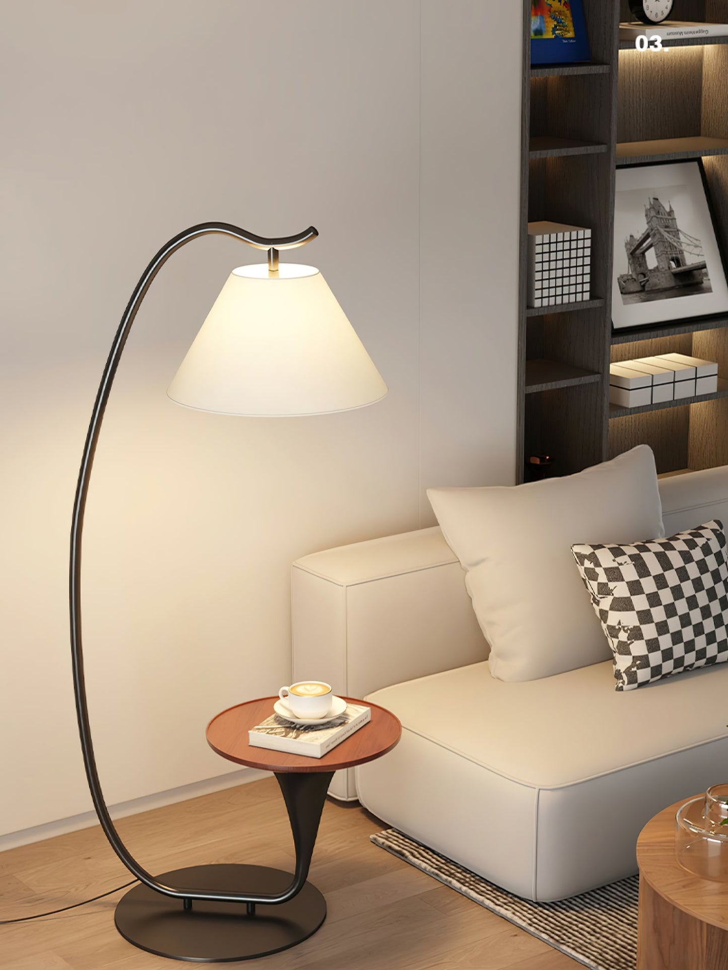 Curvature Floor Lamp with Table LED Indoor Lighting