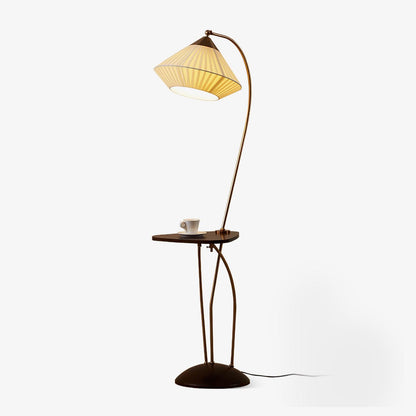 Curve With Table Floor Lamp - Adjustable LED Light, Black