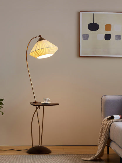 Curve With Table Floor Lamp - Adjustable LED Light, Black