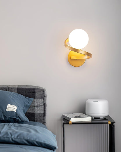 Curved Brass Wall Lamp with LED Light, Indoor Use