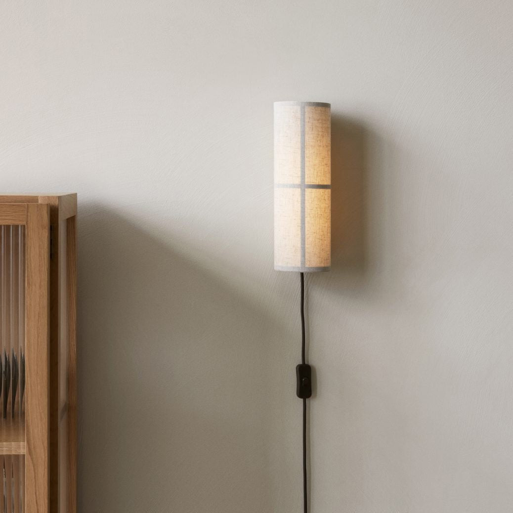 Cylinder Fabric Plug-in Wall Lamp with Metal Frame - LED