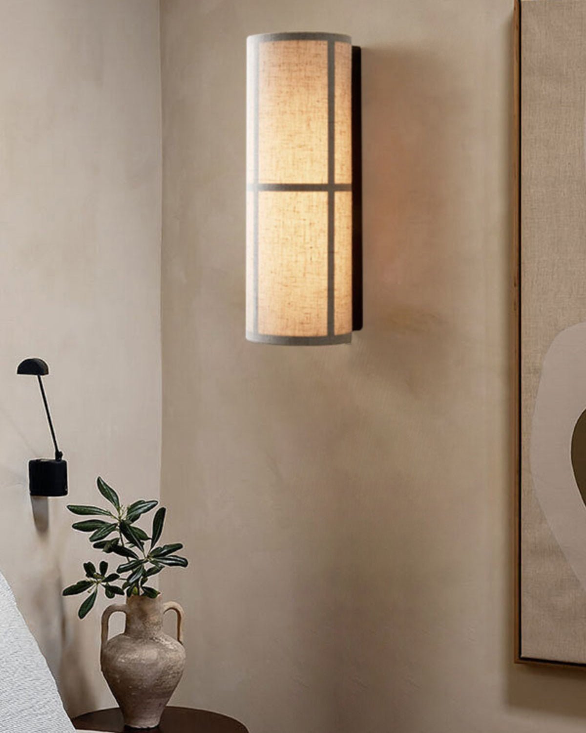 Cylinder Fabric Wall Lamp with LED Shade - Indoor Lighting