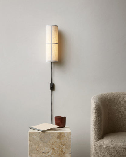 Cylinder Fabric Plug-in Wall Lamp with Metal Frame - LED