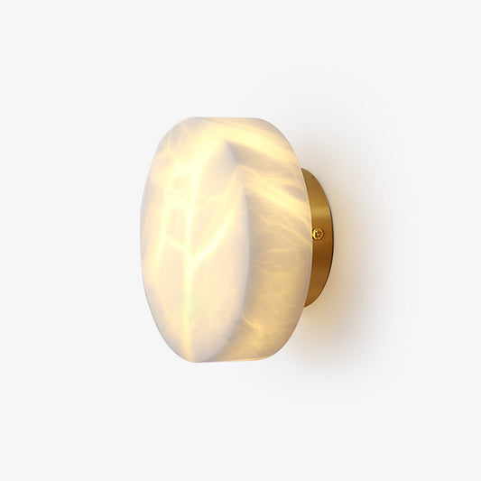Cylindrical Alabaster Wall Light with Integrated LED, Brass Finish