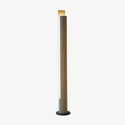 Cylindrical Timber Column Floor Lamp with LED Light