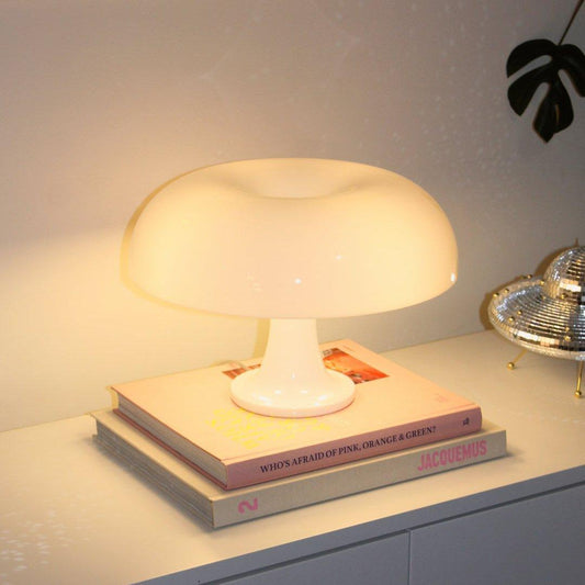 Puffball Modern Mushroom Lamp - Bold Design with Warm Glow Snow White