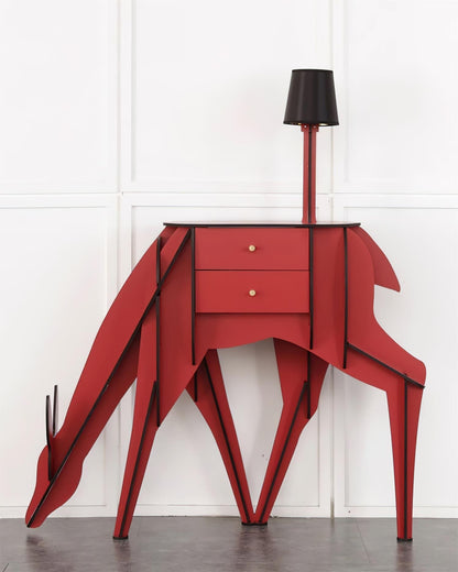 Deer Art Floor Lamp with LED Light and Storage Drawers