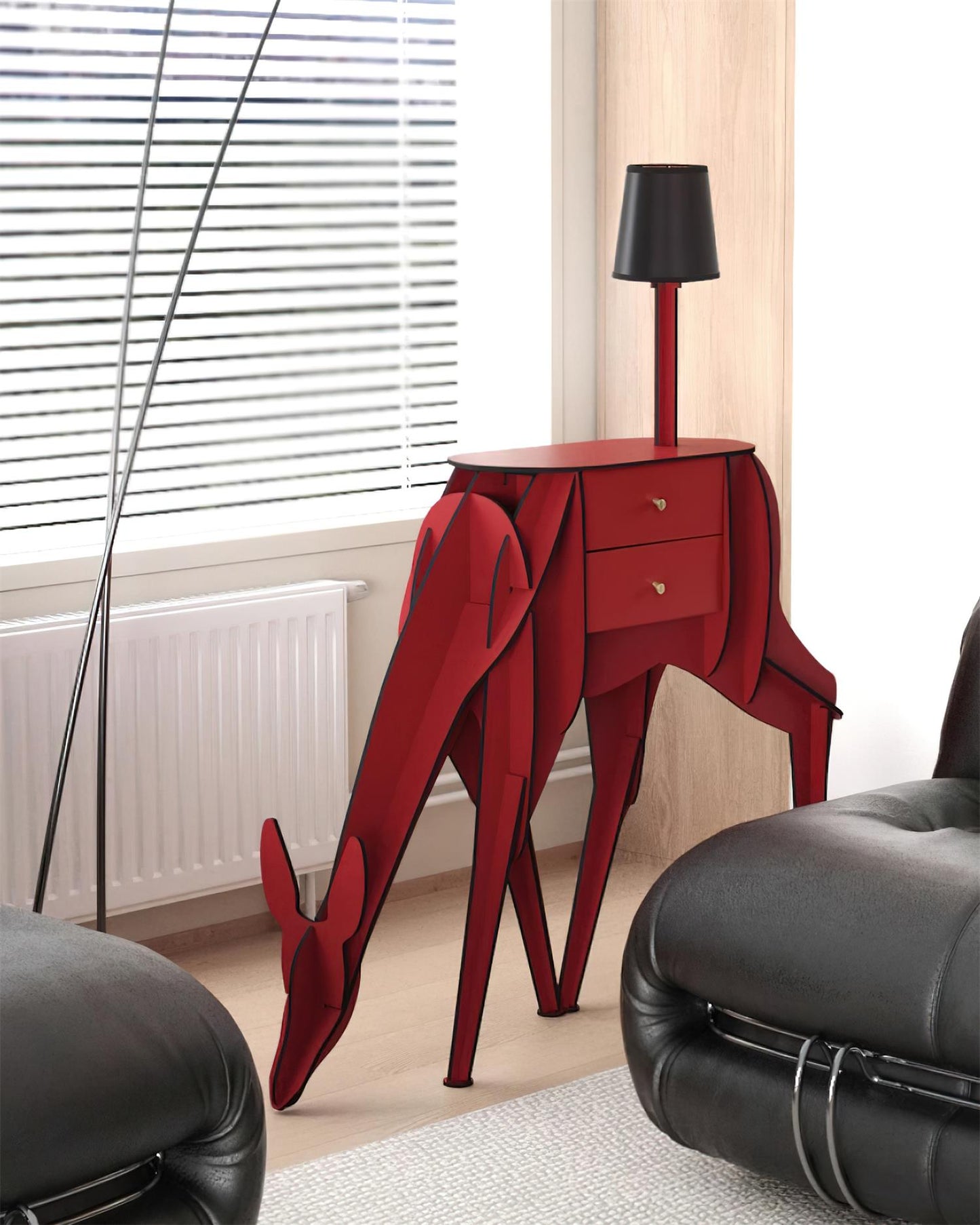 Deer Art Floor Lamp with LED Light and Storage Drawers