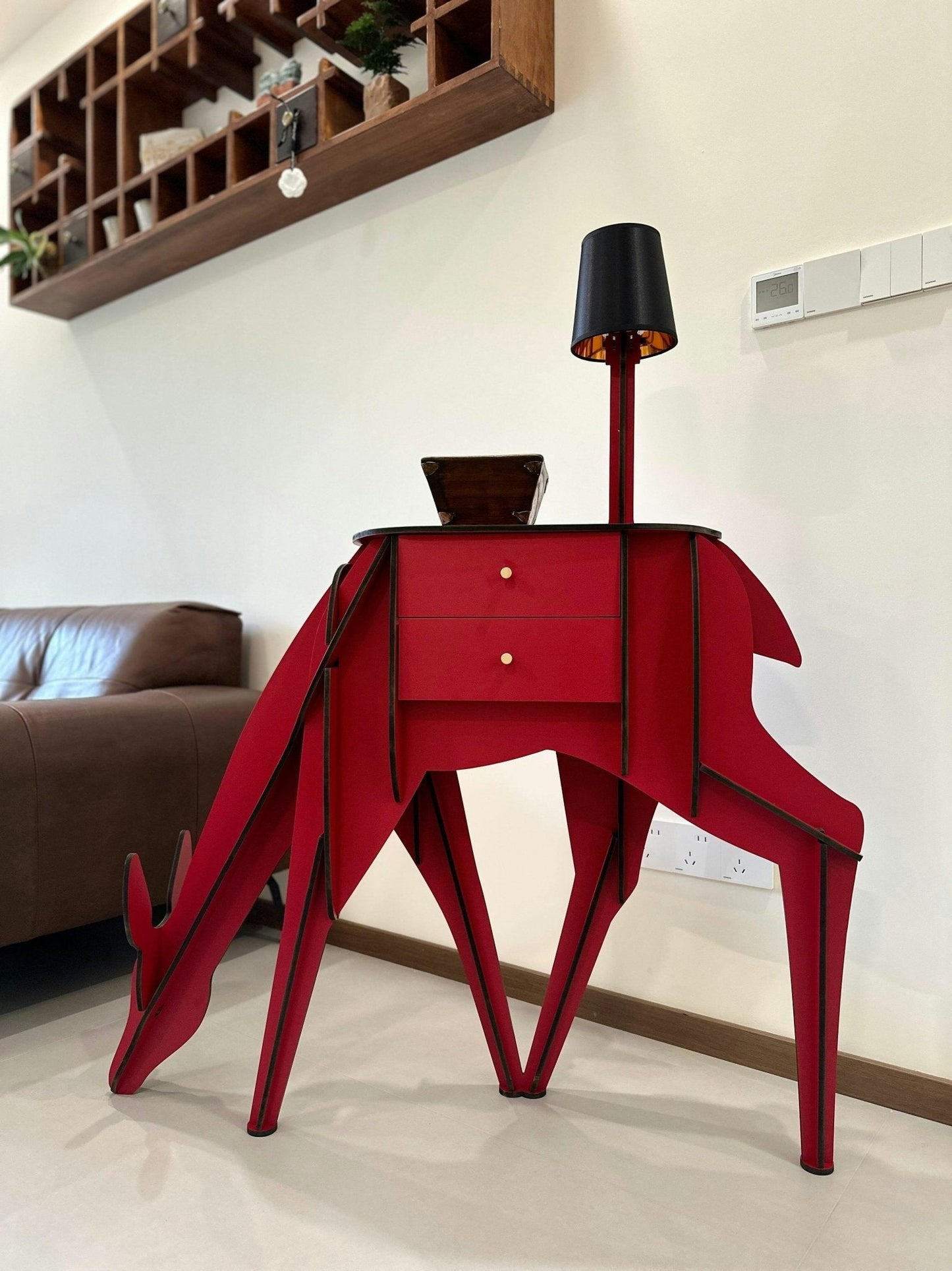 Deer Art Floor Lamp with LED Light and Storage Drawers