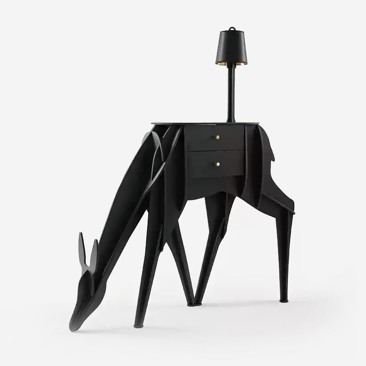 Deer Art Floor Lamp with LED Light and Storage Drawers