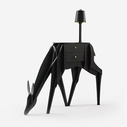 Deer Art Floor Lamp with LED Light and Storage Drawers