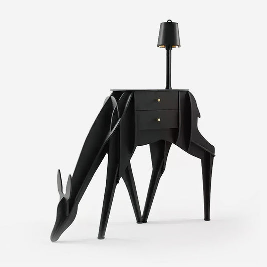 Deer Art Floor Lamp with LED Light and Storage Drawers