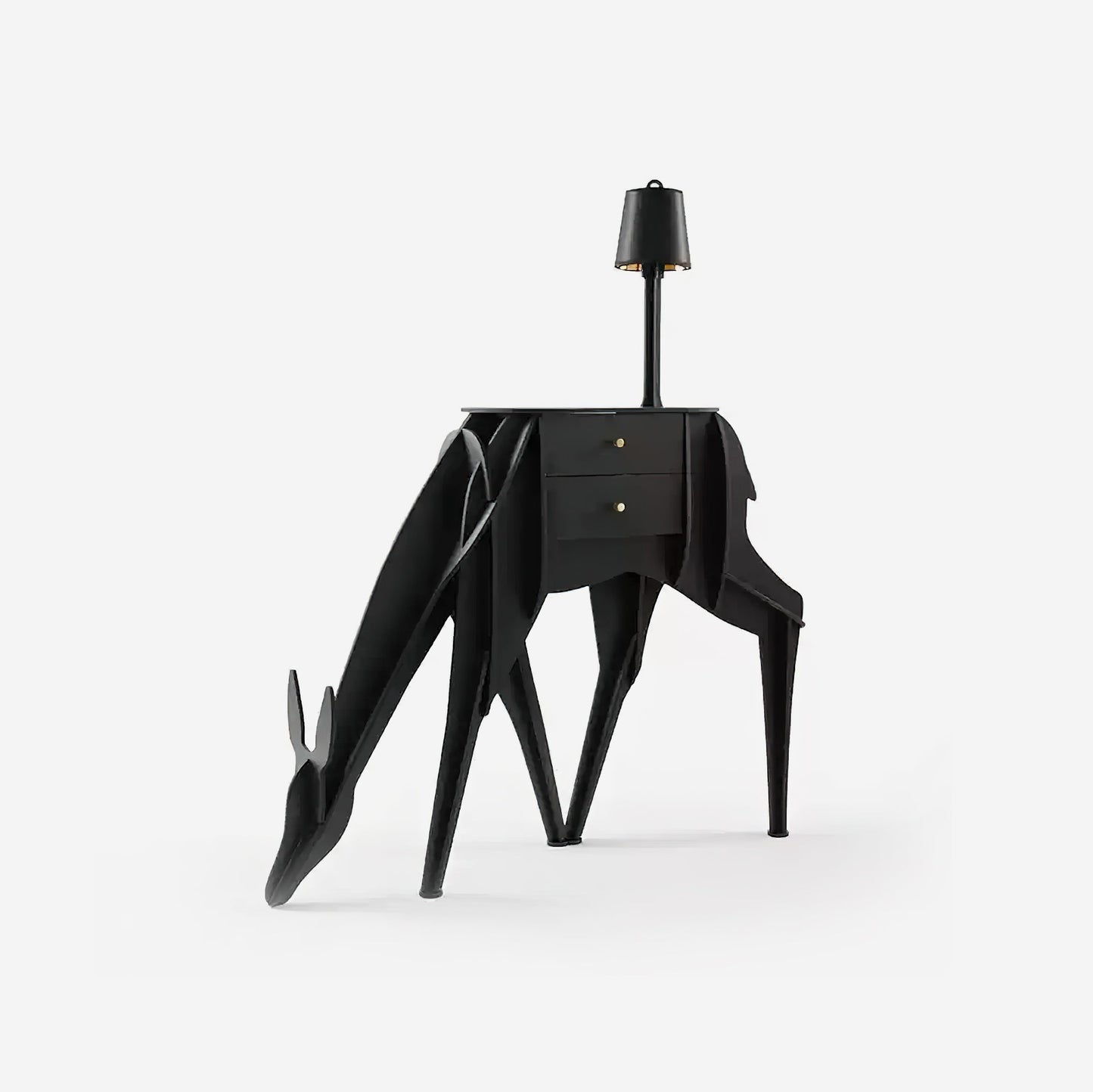 Deer Art Floor Lamp with LED Light and Storage Drawers