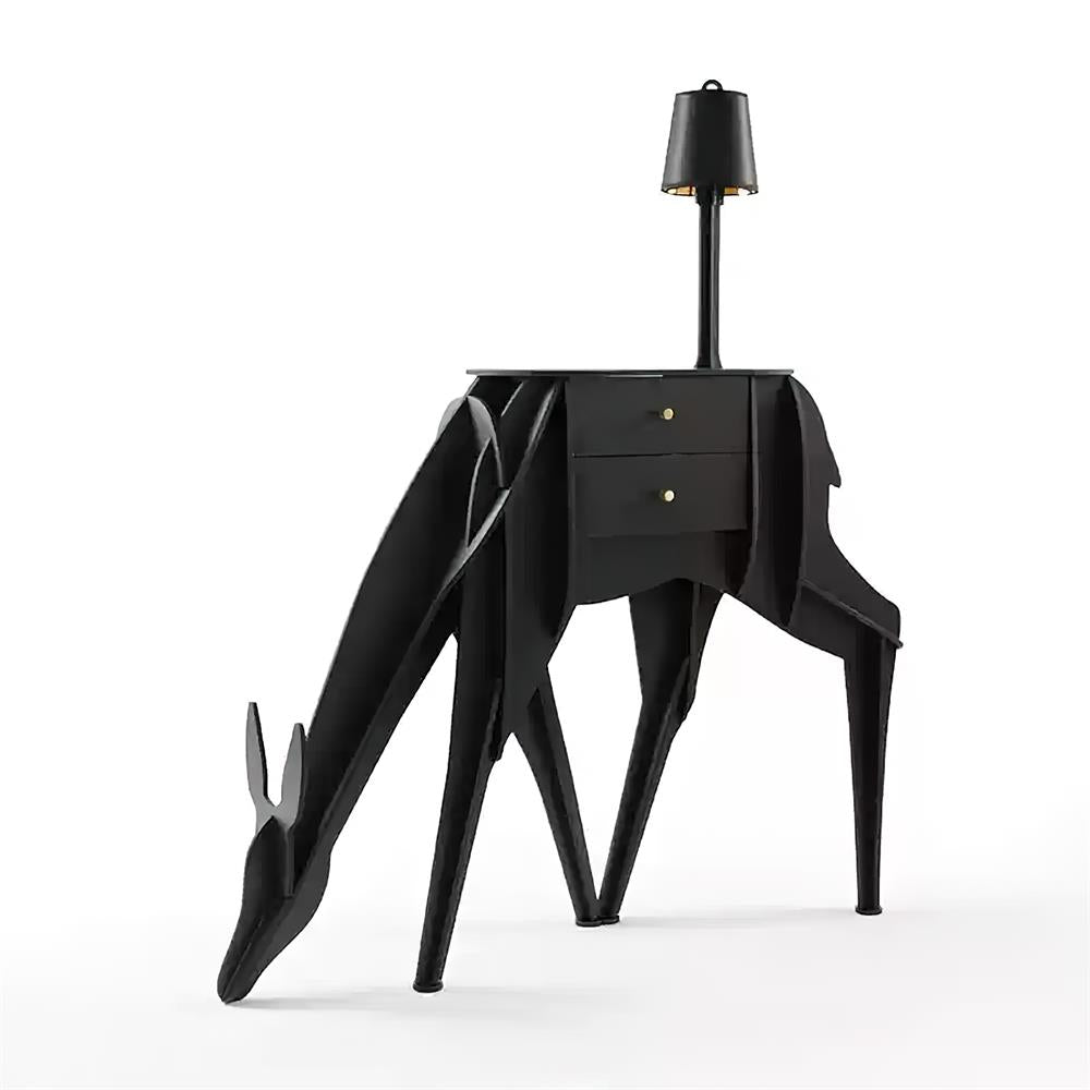 Deer Art Floor Lamp with LED Light and Storage Drawers