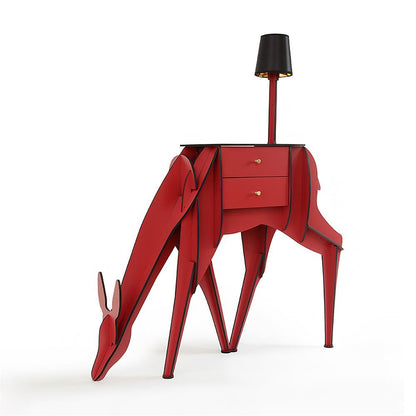 Deer Art Floor Lamp with LED Light and Storage Drawers