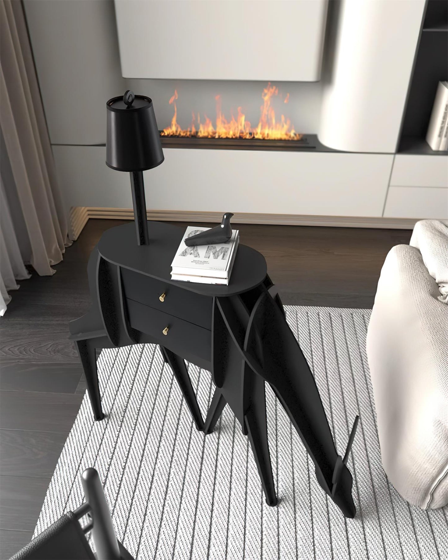 Deer Art Floor Lamp with LED Light and Storage Drawers