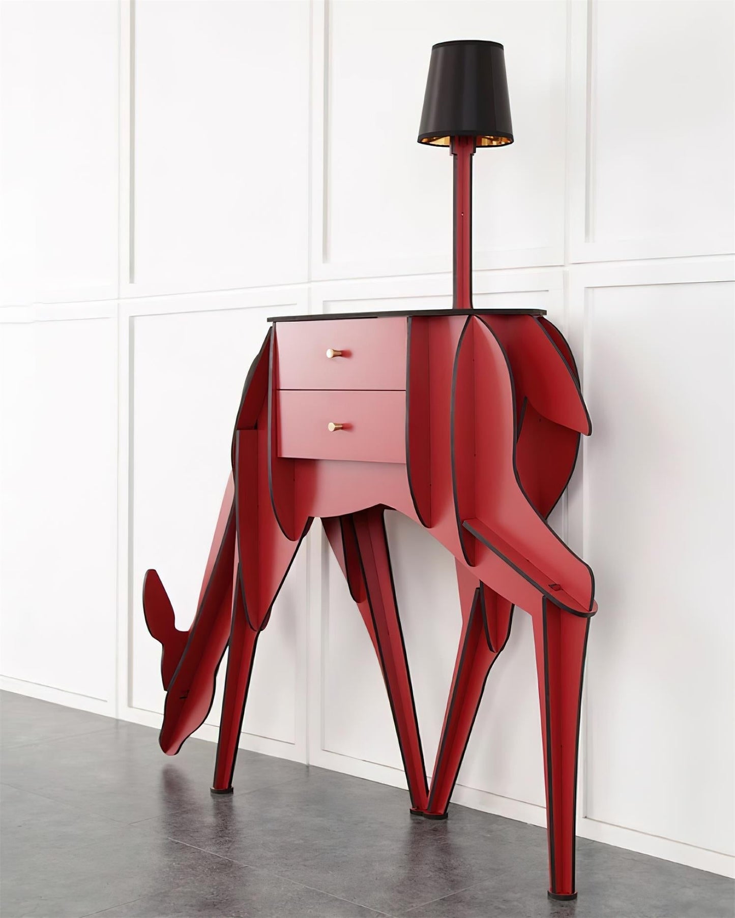 Deer Art Floor Lamp with LED Light and Storage Drawers