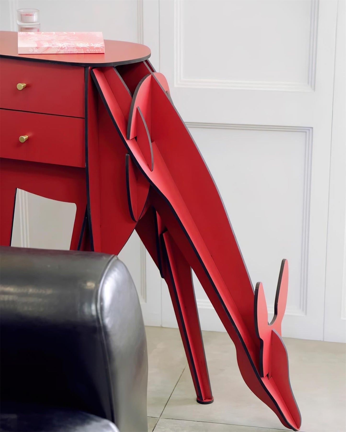 Deer Art Floor Lamp with LED Light and Storage Drawers