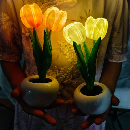 Modern Creative Simulation Tulip Peony LED Table Lamp