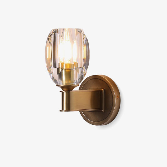 Diamond Crystal Sconce Wall Light - LED Brass Fixture