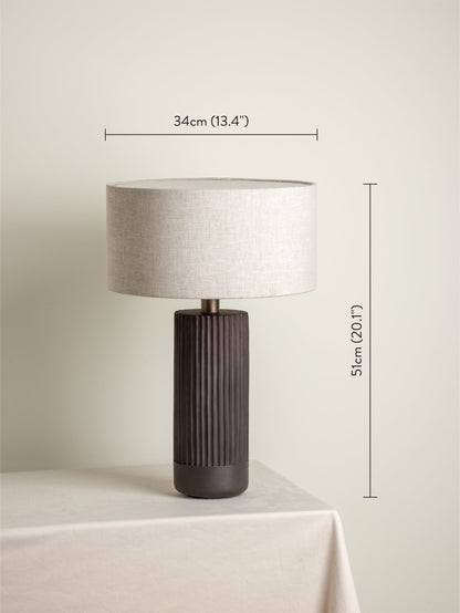 Nitara Ribbed Concrete Table Lamp – Modern Elegance in Design