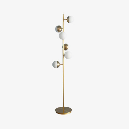 Doppler LED Tree Lamp - Modern Gold Floor Light with Glass Globes