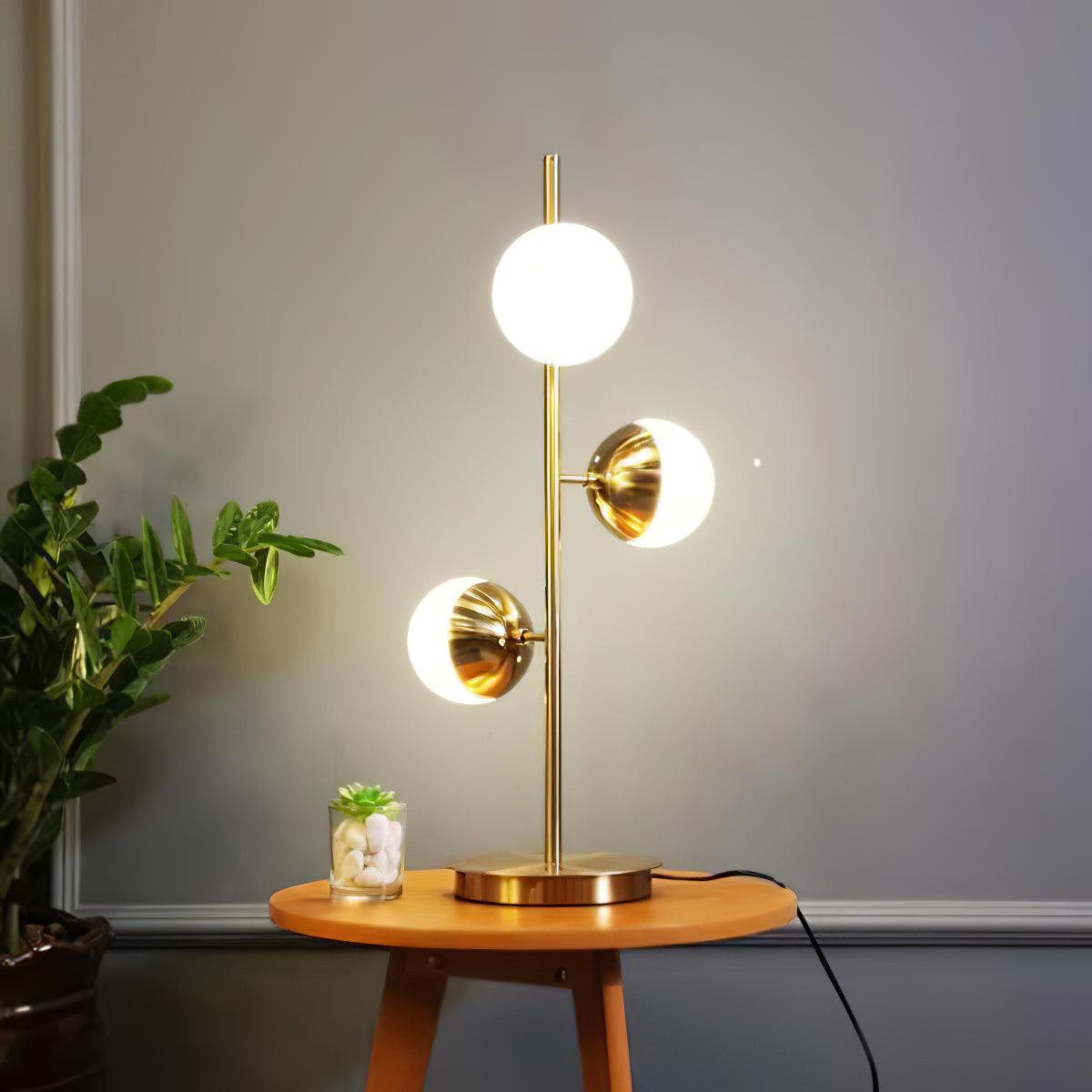 Doppler LED Tree Lamp - Modern Gold Floor Light with Glass Globes