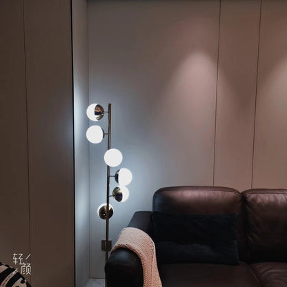 Doppler LED Tree Lamp - Modern Gold Floor Light with Glass Globes