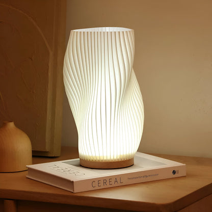 DreamWave - Modern Cream 3D Wave Lamp with Metal Base