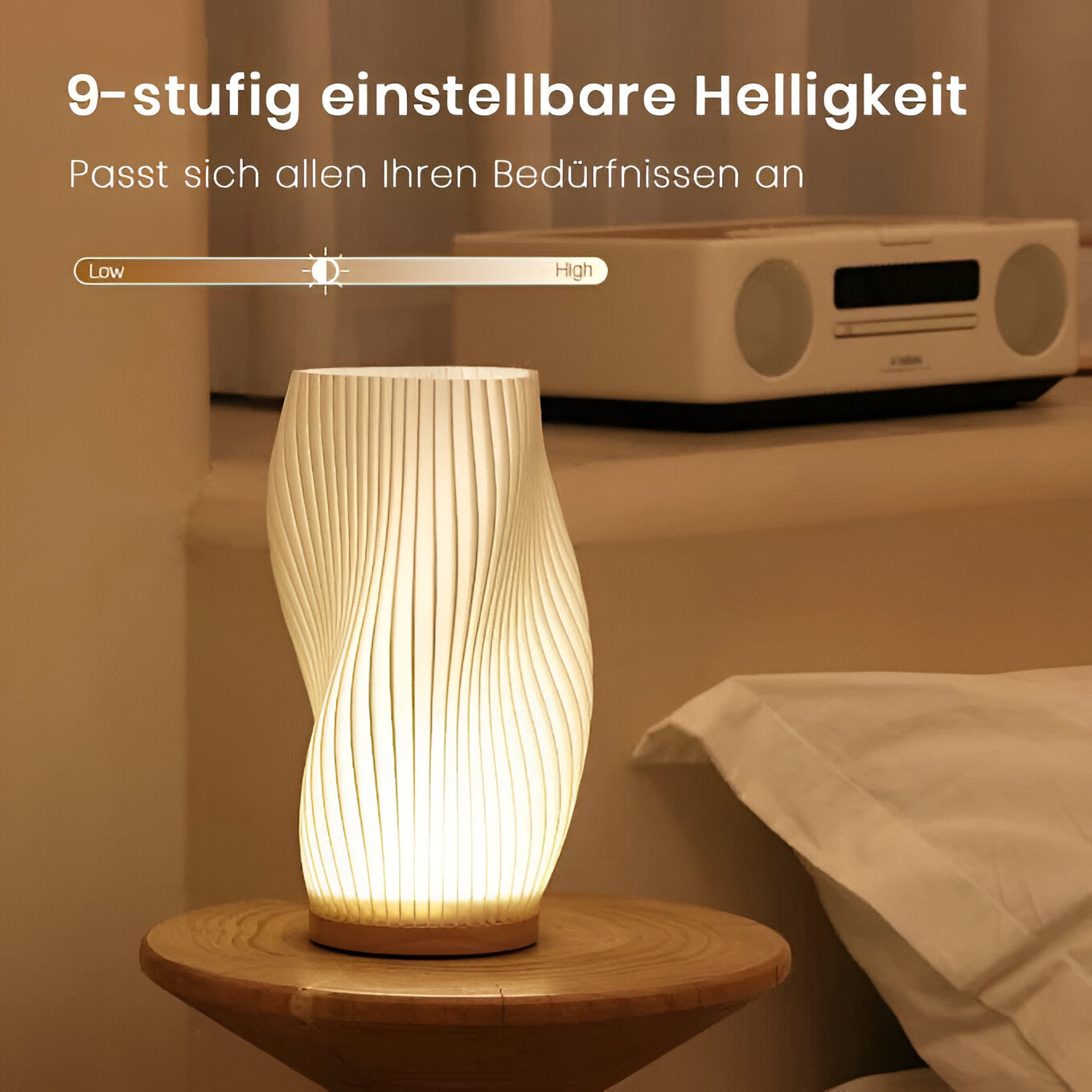 DreamWave - Modern Cream 3D Wave Lamp with Metal Base