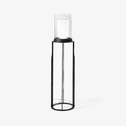 Dual Cylinder Glass Floor Lamp with LED Light, Black
