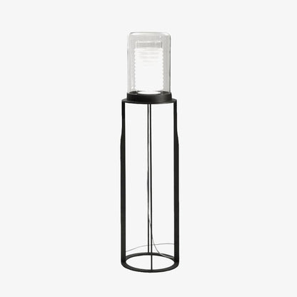 Dual Cylinder Glass Floor Lamp with LED Light, Black