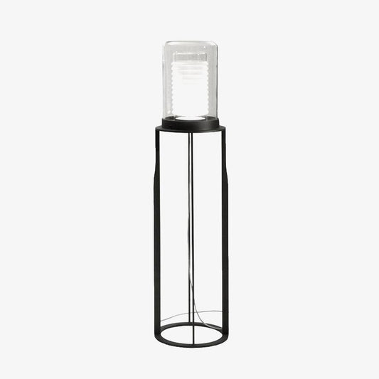 Dual Cylinder Glass Floor Lamp with LED Light, Black