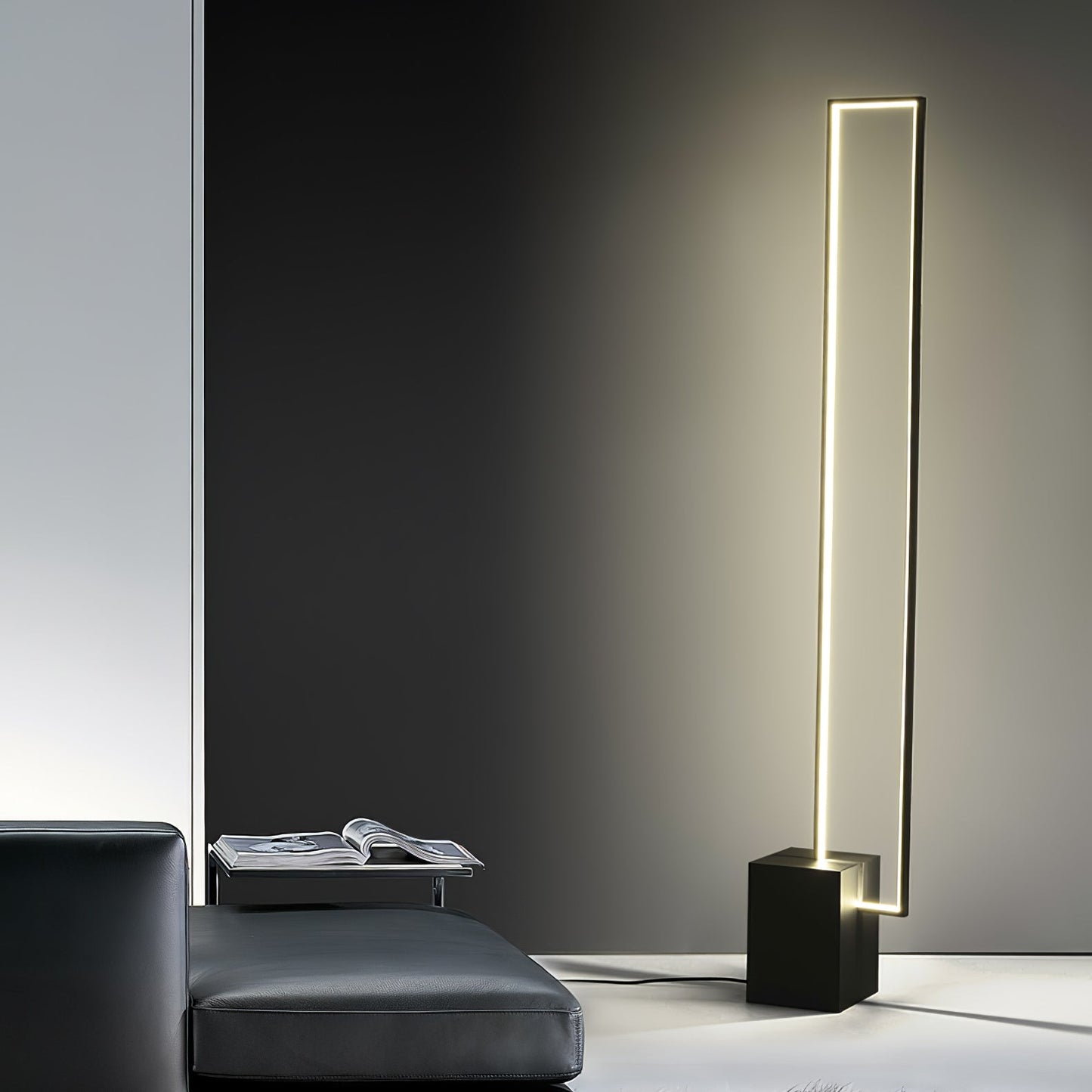 Edge Floor Lamp with Integrated LED - Modern Black Design