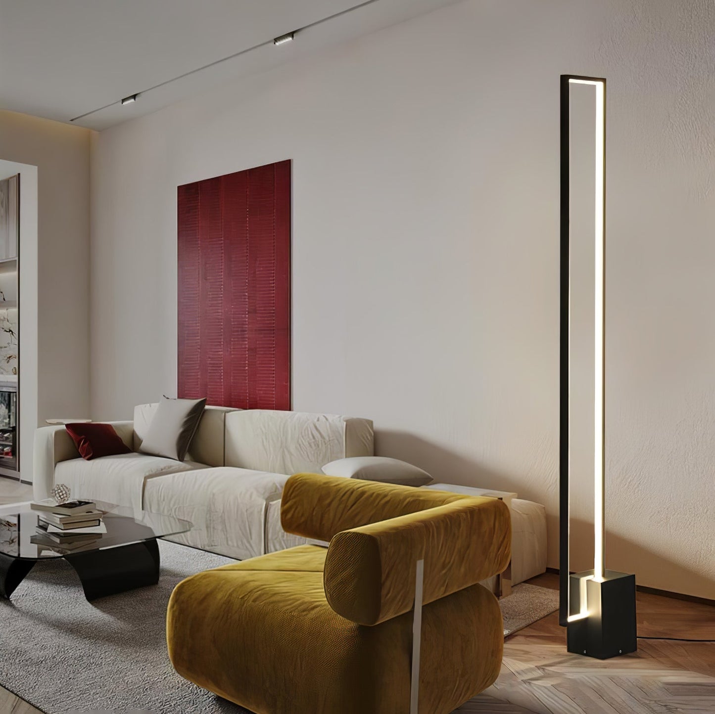 Edge Floor Lamp with Integrated LED - Modern Black Design
