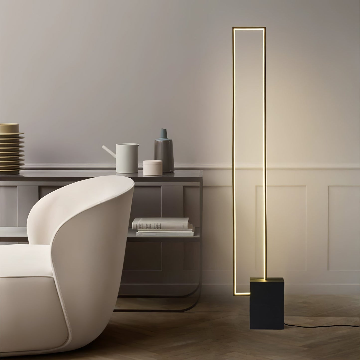 Edge Floor Lamp with Integrated LED - Modern Black Design
