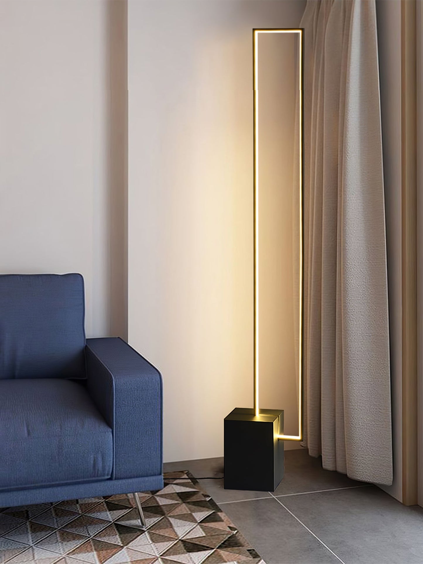 Edge Floor Lamp with Integrated LED - Modern Black Design