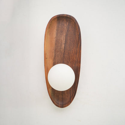 Eivor Wall Lamp - Handmade Wood and Glass Sconce LED
