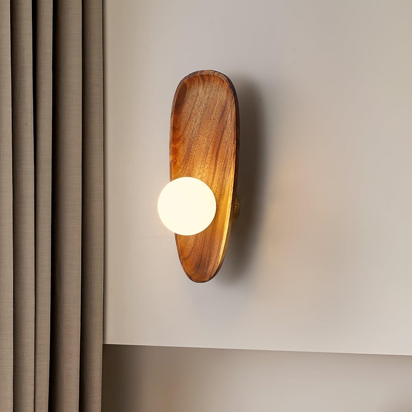 Eivor Wall Lamp - Handmade Wood and Glass Sconce LED