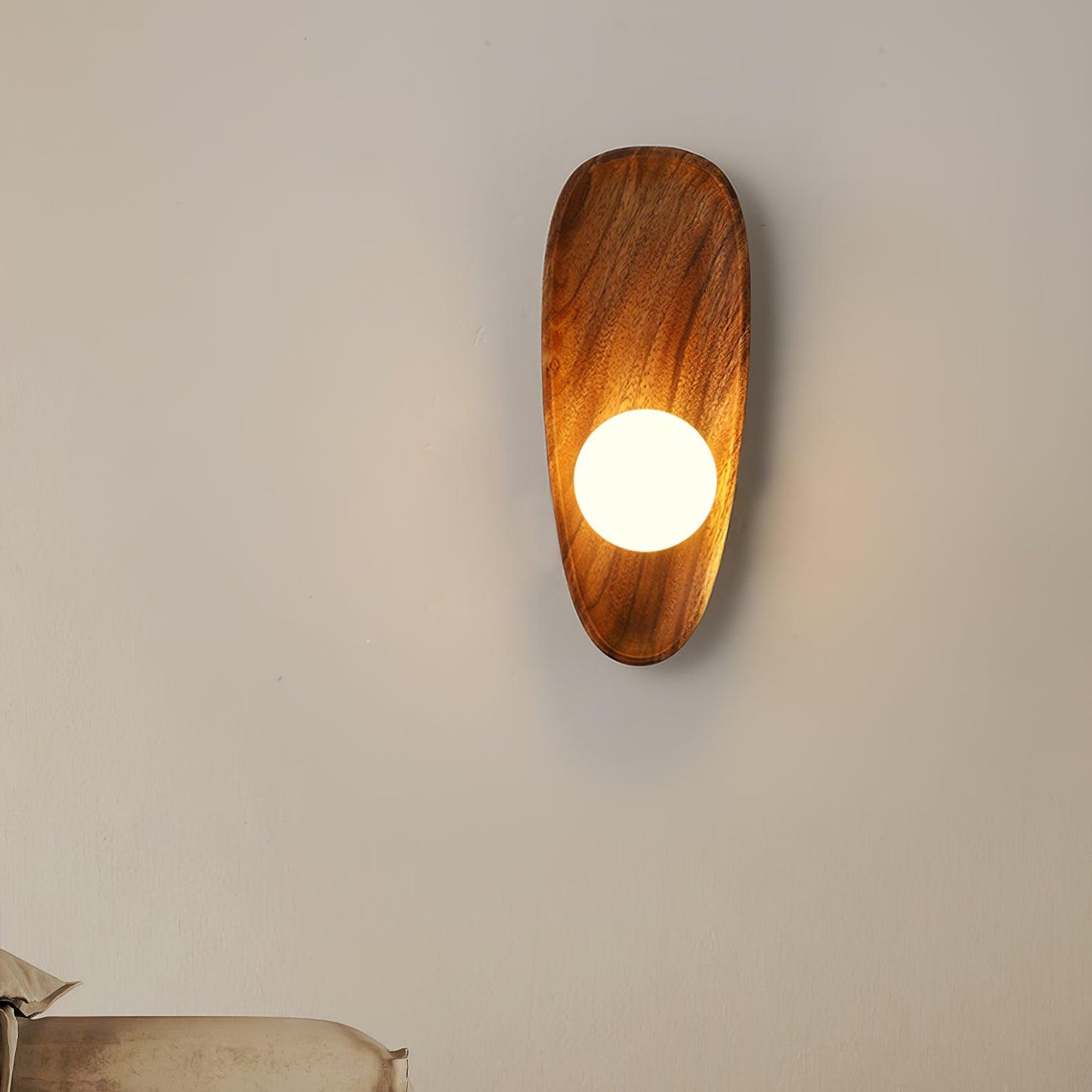 Eivor Wall Lamp - Handmade Wood and Glass Sconce LED