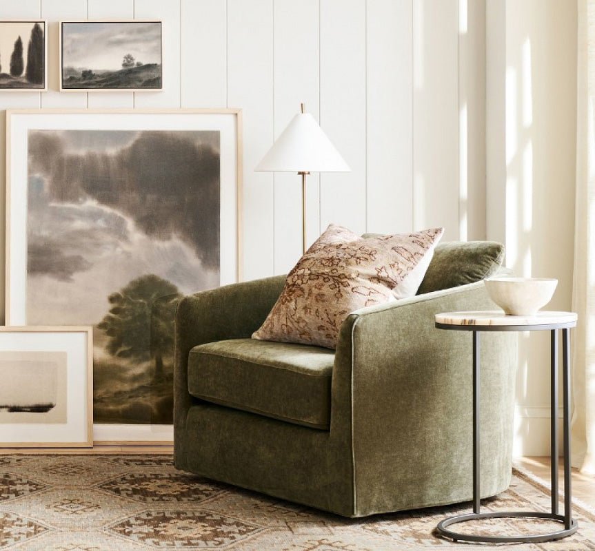 Ellis Floor Lamp with Brass Frame and White Shade