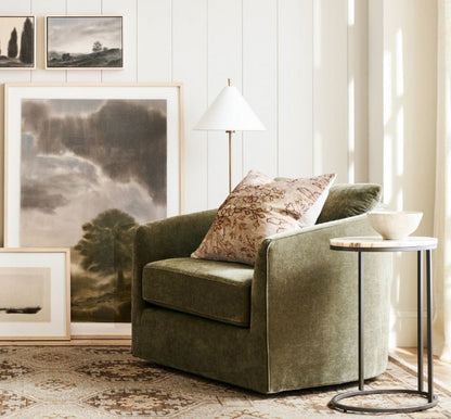 Ellis Floor Lamp with Brass Frame and White Shade