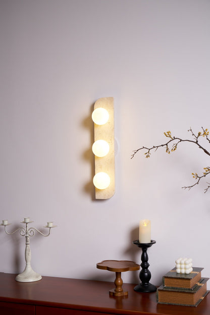 Elysian Travertine Wall Light with LED Glass Globes