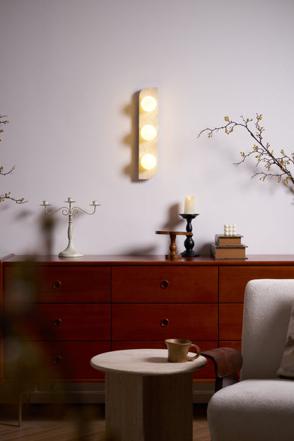Elysian Travertine Wall Light with LED Glass Globes